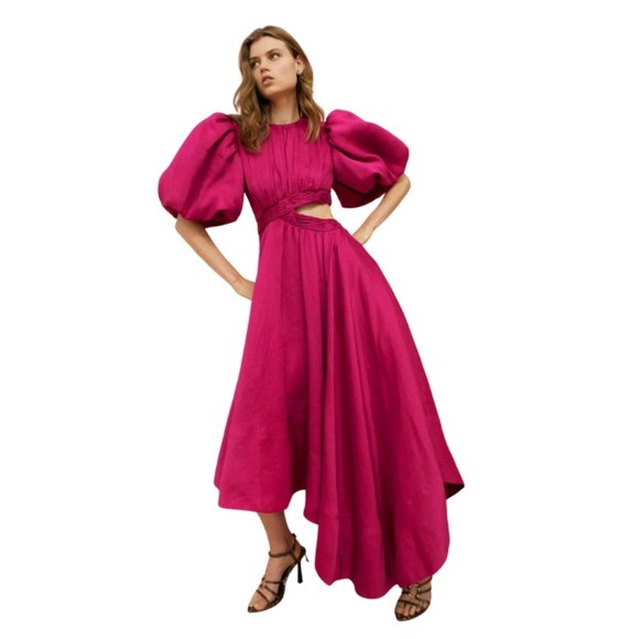 AJE Tidal Tucked Cut-Out Midi Dress, Size 2 (US) - Picture 4 of 5